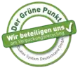 *Mit diesem Logo möchten wir zeigen, dass wir Kunde beim Grünen Punkt sind, und damit unseren Pflichten zur Systembeteiligung nach dem Verpackungsgesetz nachkommen wollen.