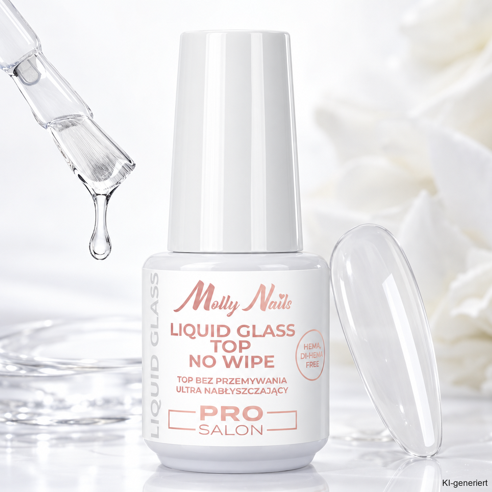 Molly Nails Liquid Glass Pro Salon No-Wipe Top Coat Clear 15 g
